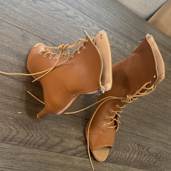 NWT BURJU Moment Nude Open Toe Lace Up Ankle Boots | Size 11 - Picture 10 of 10